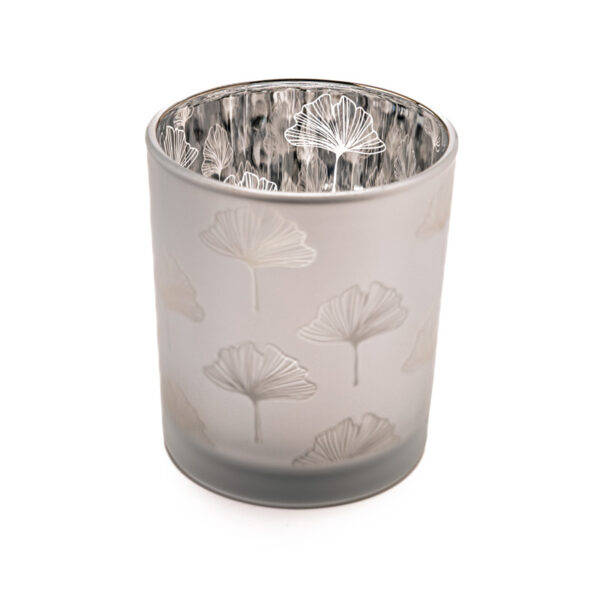Waxinelichtjeshouder met Chique Ginkgo Design gemaakt van Glas- voor groot theelicht