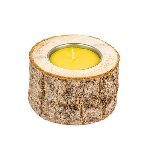 Citronella kaars in Houten kandelaar
